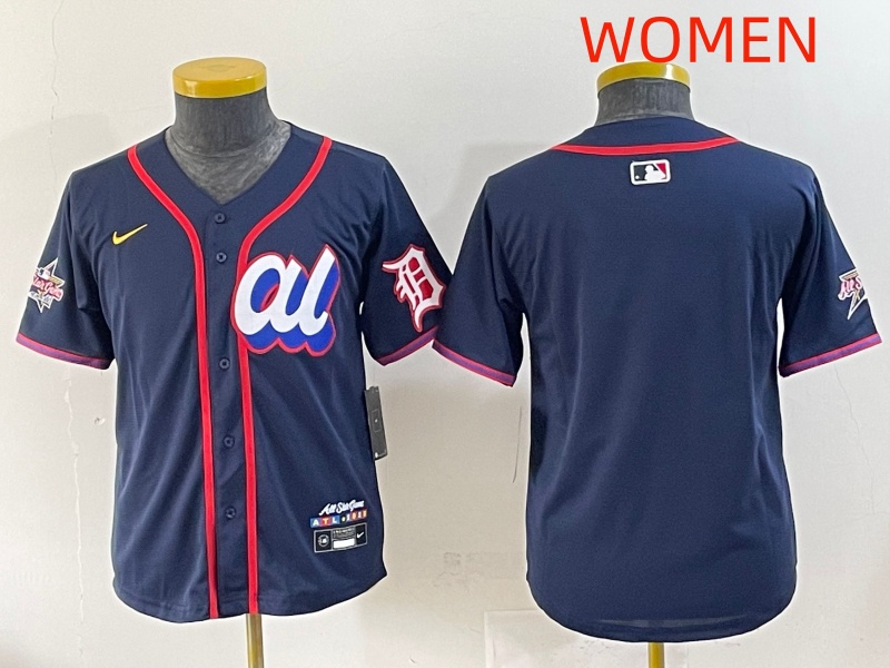women 2025 Detroit Tigers blank Drak Blue All star Nike MLB Jersey style 3->women mlb jersey->Women Jersey